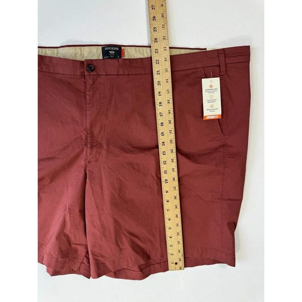Dockers Mens 58x9 Ultimate Shorts Red Supreme Flex Big & Tall Chino NWT Stretch